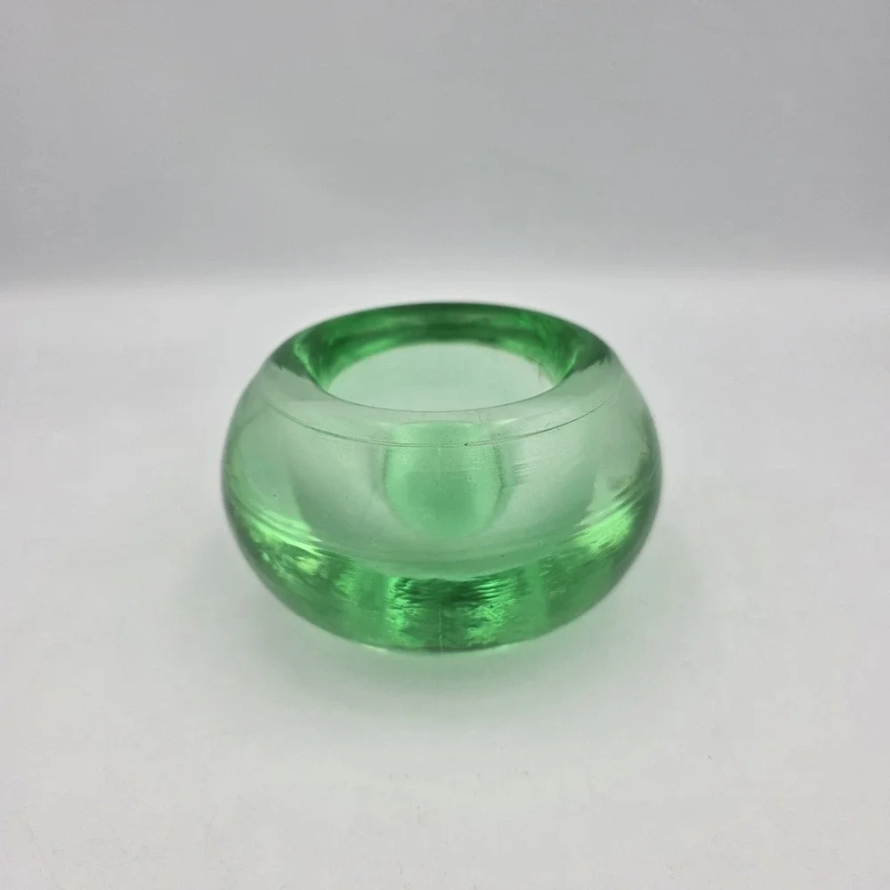 Crate & Barrel Green Glass Votive Tea Light Candle Holder 2.25